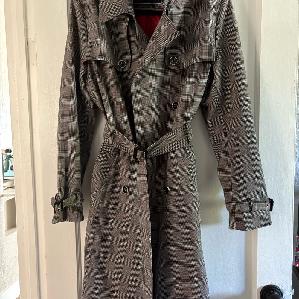 Tommy Hilfiger Black and Red Plaid Coat